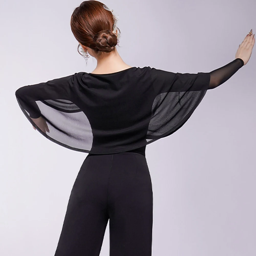 Waltz Coat Women's Cinnabar New Style Black Elegant Blue V-neck Ballroom Dance Elegant Long-sleeved Waltz Practice Top