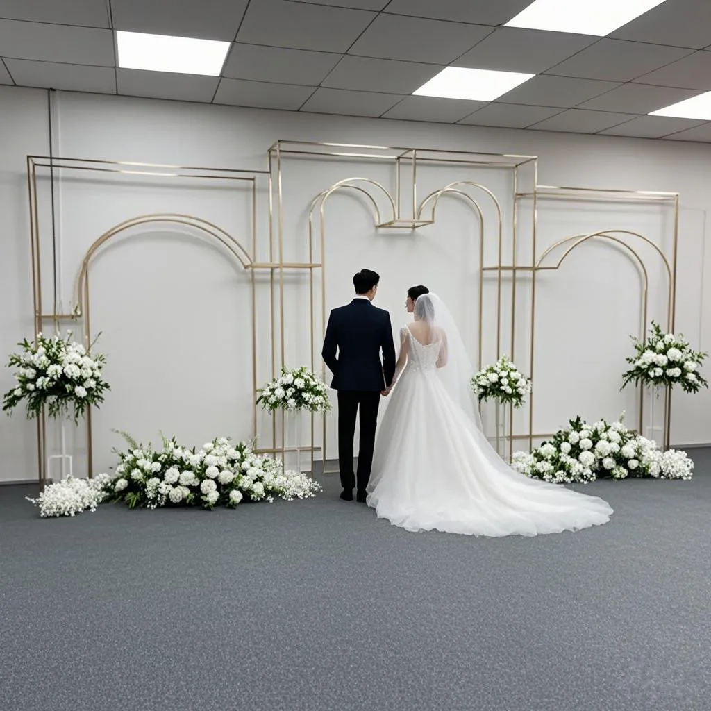 

3PCS shinny gold decorate wedding backdrops stand Rectangular arch Stage decoration arch