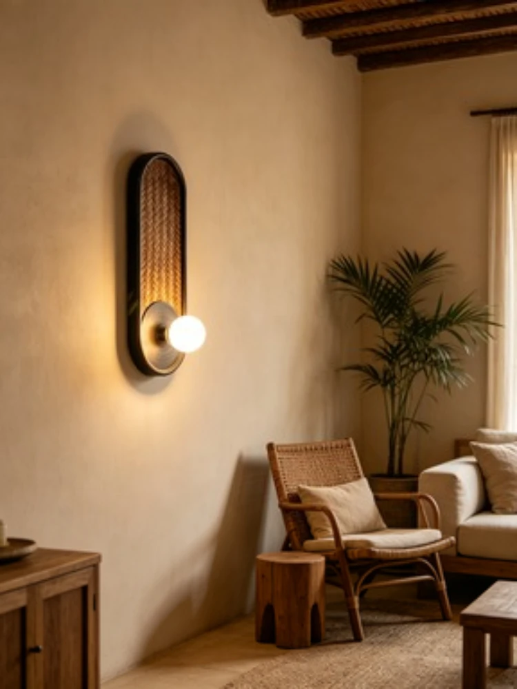 American Wabi Sabi style wall lamp, medieval French bedroom hotel bedside wall lamp, retro homestay lighting fixture