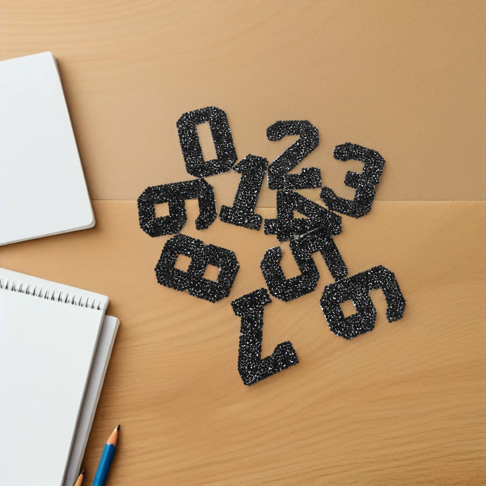

10Pcs Rhinestone Number Patches 0- on Glitter DIY Stickers for Clothing Hats Bags Fabric Crafts Glitter Number Patches