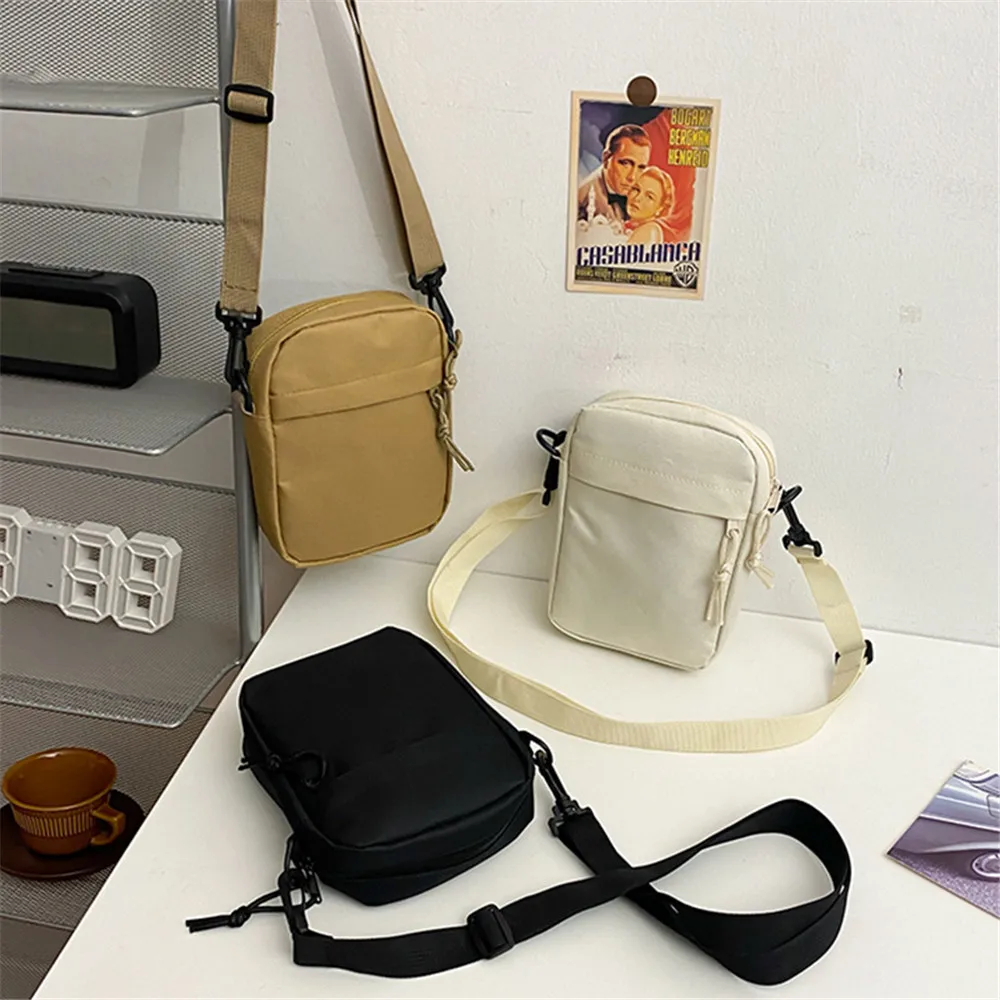 Casual Fashionable Shoulder Crossbody Bag Stylish Simple Commuter Mobile Phone Bag for Women Men Oxford Cloth Zipper Pouch