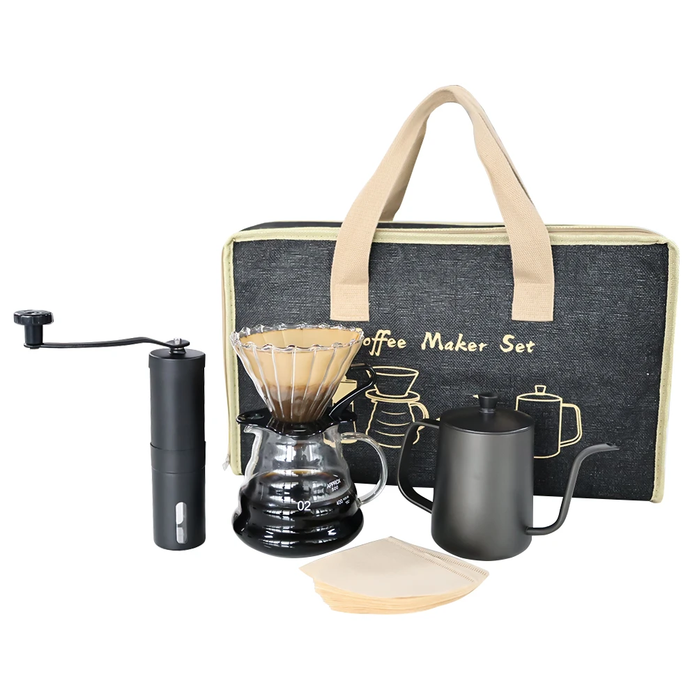 

Coffee Set Coffee Dripper Server Glass Sharing Pot Pour Over Coffee Kettle Coffee Grinder Coffee Maker Set for Home Outdoor