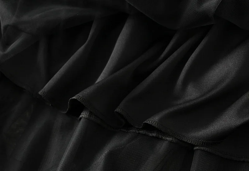 Women's Lotus Leaf Edge A Line Fairy Elastic Waist Tulle Skirt Midi High Waist Mesh Dress Solid Color Irregular Yarn Skirt D8808