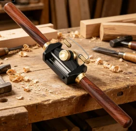 Handcrafted mini planer with one line fine adjustment, flat bottomed arc bottom, musical instrument model trimming tool