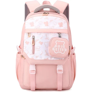 Kızlar için okul sırt çantası büyük kapasiteli okul çantası çocuklar için kızlar için Kawaii okul çantası yağmurluk rahat gençlere yönelik sırt çantası