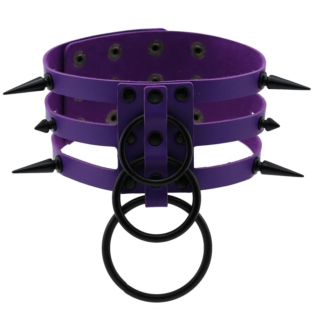 Fashion Women Men Black Rivet Leather Bondage Choker Necklace Punk Circle Spike Goth Collar Harajuku Necklaces Emo Witch Jewelry