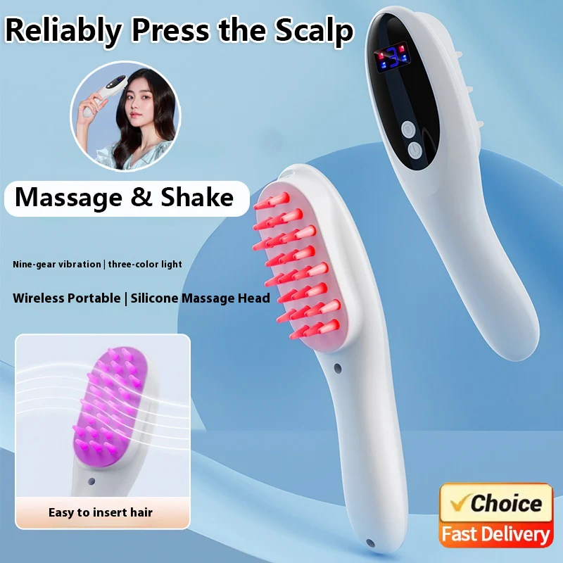 

Электрическая расческа-массажер для кожи головы с красным, синим светом, терапевтический выпрямитель для ухода за волосами для релаксации головы, домашнего использования