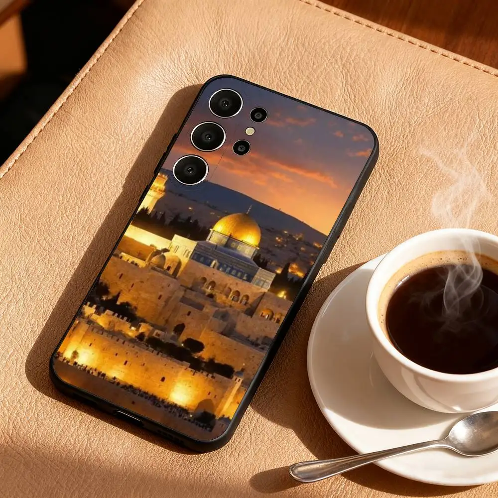 Custodia per telefono Urban Glowing Night Scene per Samsung S25,24,23,22,30,21,10,9,Ultra,Plus,Lite,FE Custodia morbida nera