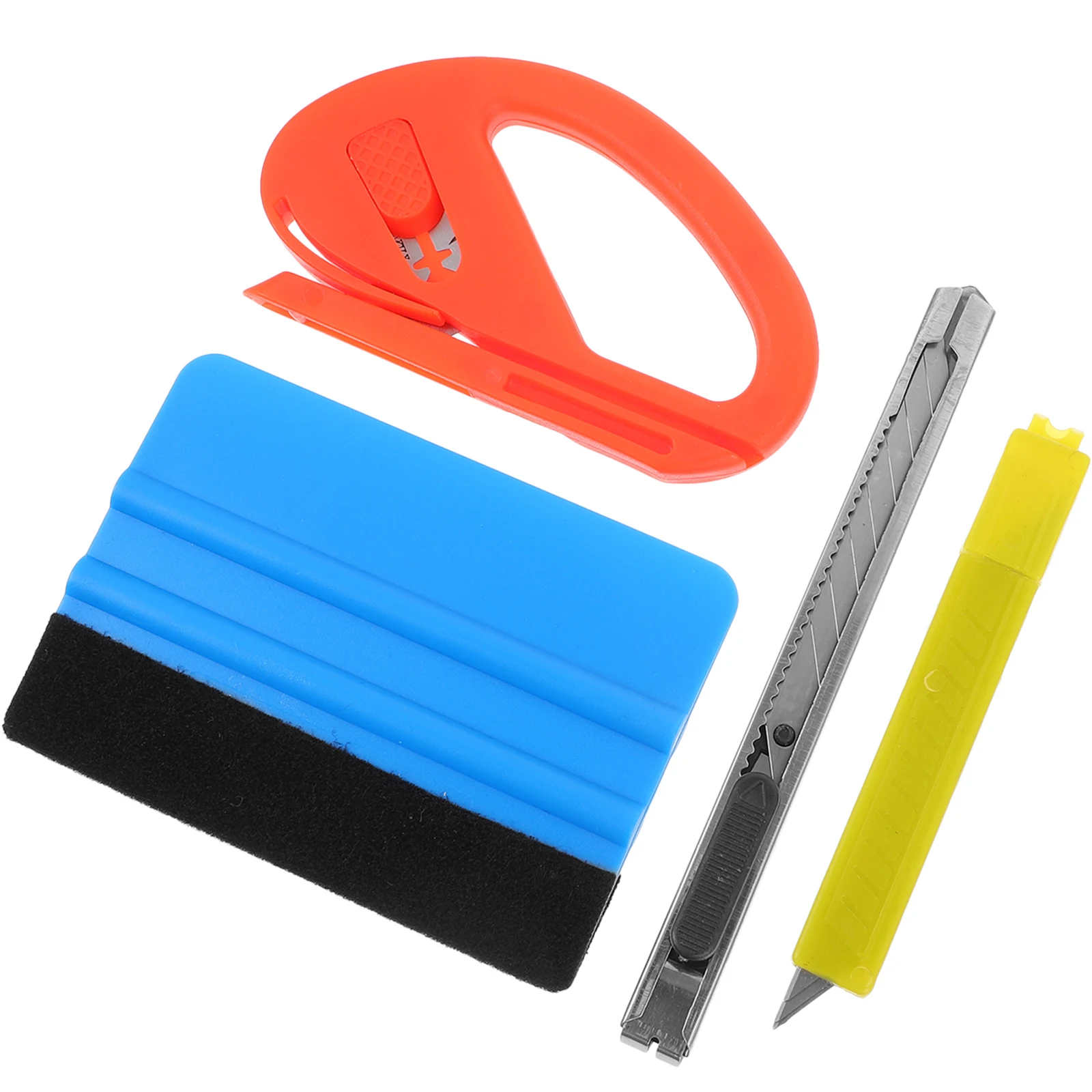 

4 pcs Color-changing Film Tool Kit for Car Window Tint Smoothing Tools Red Scraper Set Reusable Felt Squeegees Decals Graphics
