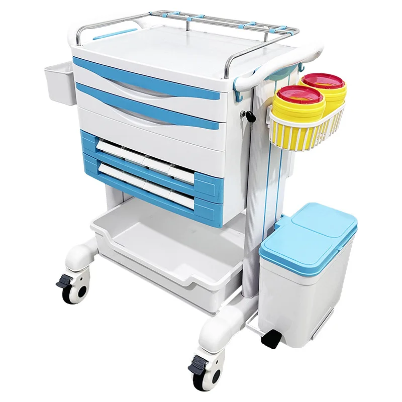 

Emergency cart, rescue cart Multi-scene drug rescue cart Nurse movable check RV ABS trolley spot
