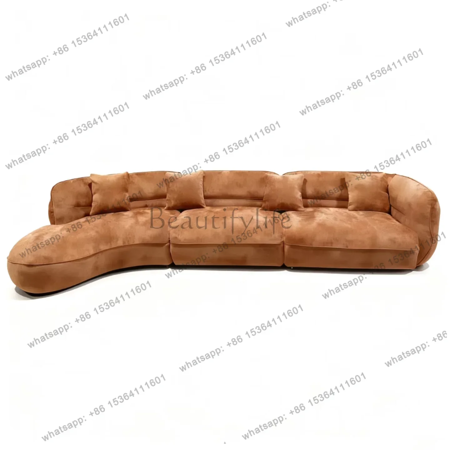 

Italian minimalist curved fabric sofa light luxury designer homestay special-shaped corner sofa