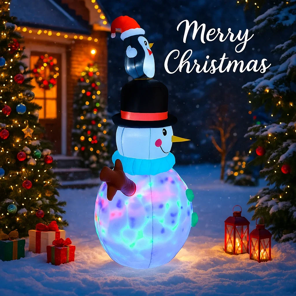4.92フィート LEDライト付き インフレータブルおもちゃ 雪だるま ペンギン クリスマスデコレーション 庭用 ホリデーギフト クリスマス用品 ホームデコレーションオーナメント