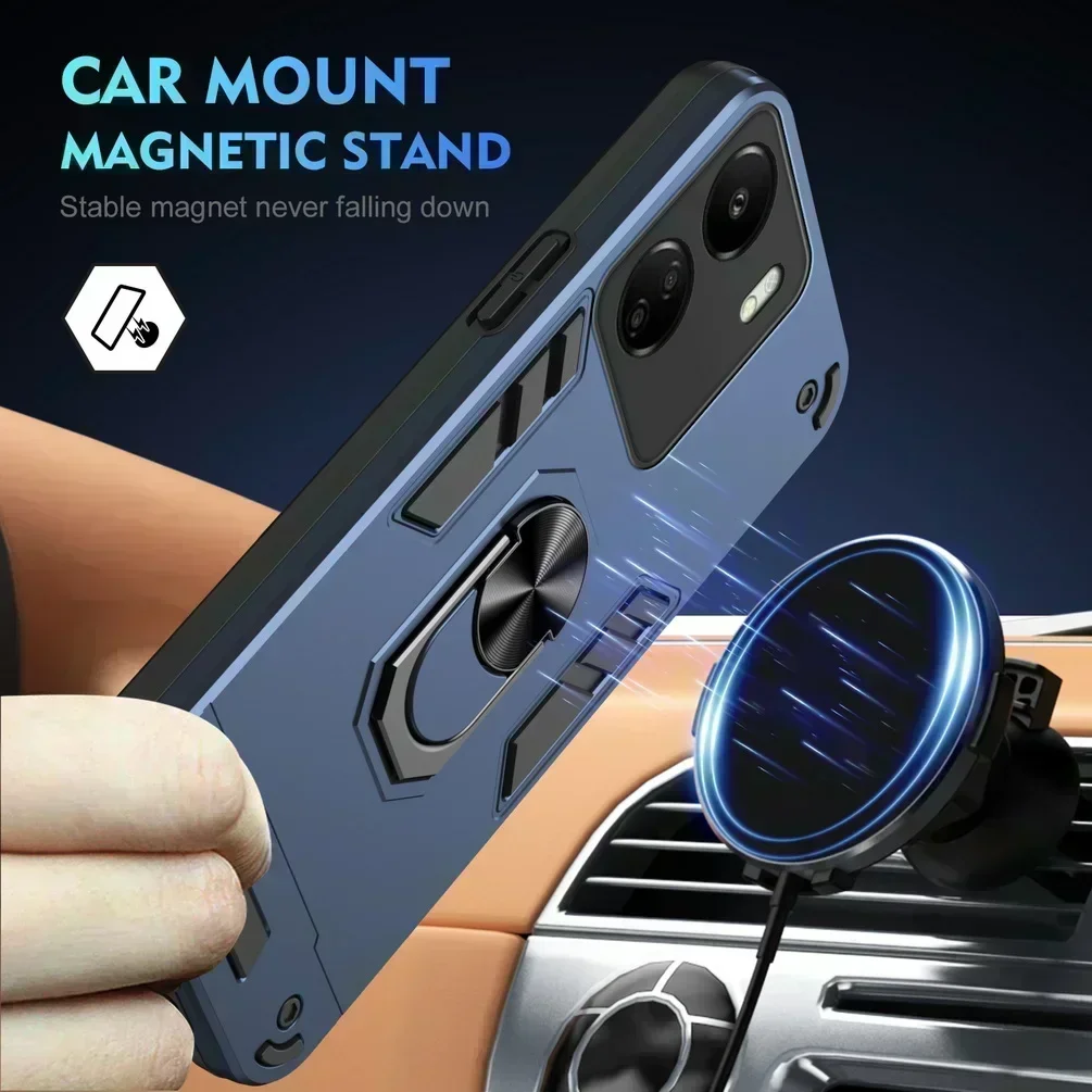 

Multiple Layers Car Holder Stand case for Xiaomi Redmi 13C 12 12C 10C 10 A2 A1 Redmi Note 13 Pro 12 11 Camera Protection Cover