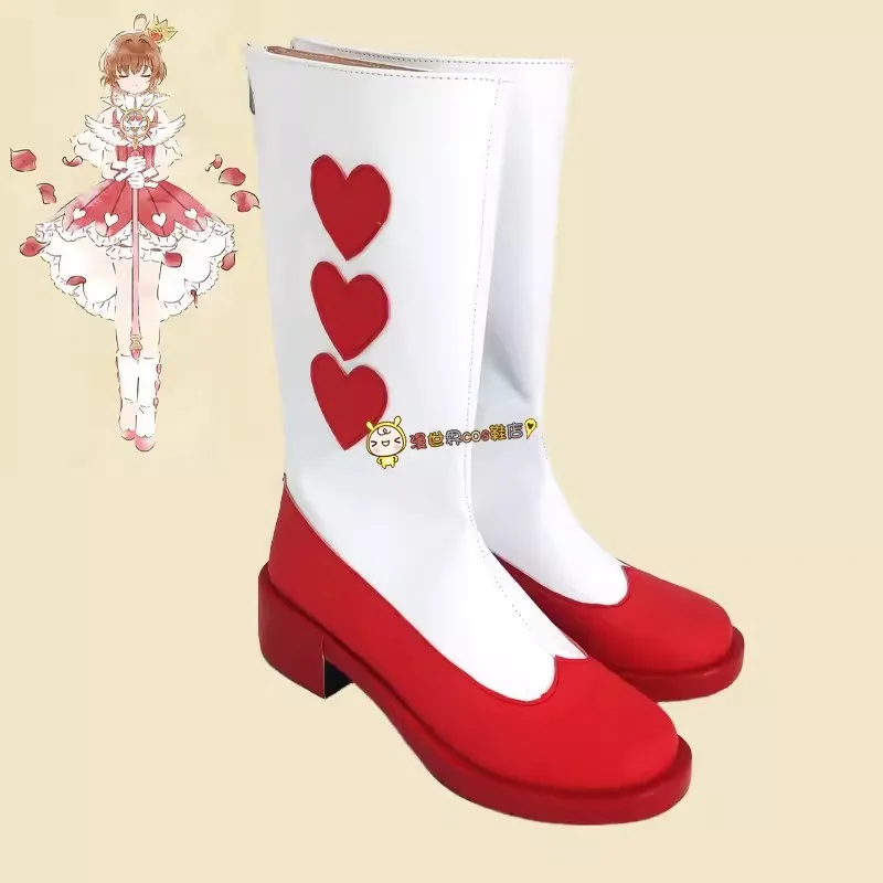 

Anime Cardcaptor Sakura Kinomoto Sakura Cosplay Shoes Sakura Cos Short Rose Boots Cosplay Costume Prop Shoes for Halloween Party