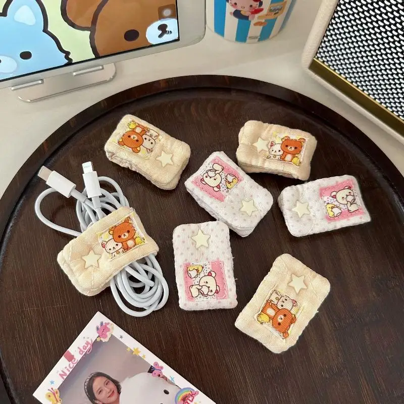 Cartoon Rilakkuma‌/Mashumaro Data Cable Storage Portable Charging Cable Fixed Organizer Portable Storage Tool