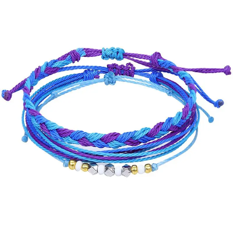 Colour Bracelet Set Charm Infinity Waves Wax Thread Woven Bracelets Women Yoga Bangles Bohemian String Wrist Jewelry