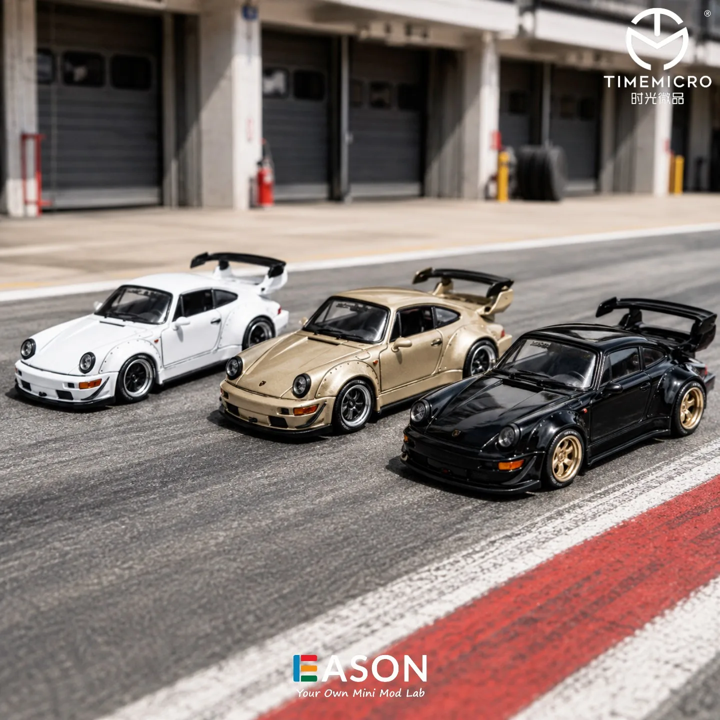 TimeMicro+PSC 1/64 RWB 964 Wide Body Miniatur-Automobilmodell aus Legierung