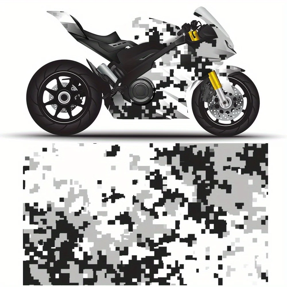 

Cool Pixel Camouflage Motorcycle Stickers, Durable Car Vinyl Wraps Suitable for Most Vehicles, Car Body Sticker Film