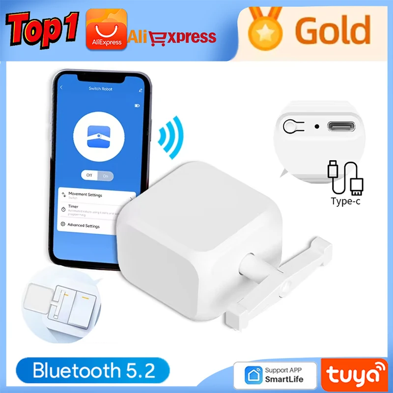 Tuya Fingerbot commutateur intelligent Robot type-c Rechargeable BLE interrupteurs à bascule télécommande avec commande vocale Alexa/Smart Life
