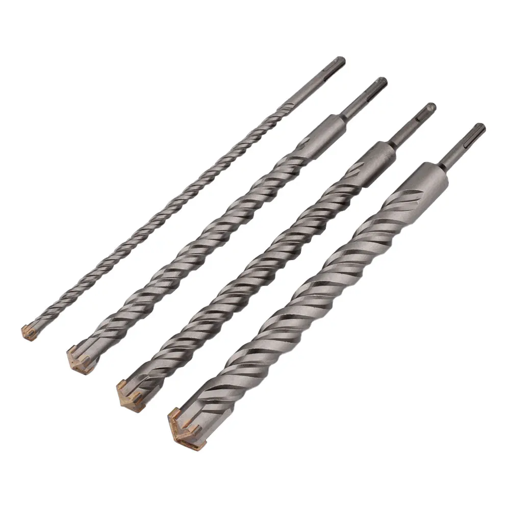 350mm Long Masonry Drill Bit SDS Plus Shank for Electric Hammer Tungsten Carbide Cross-Tip Diameter from 10 to 32mm