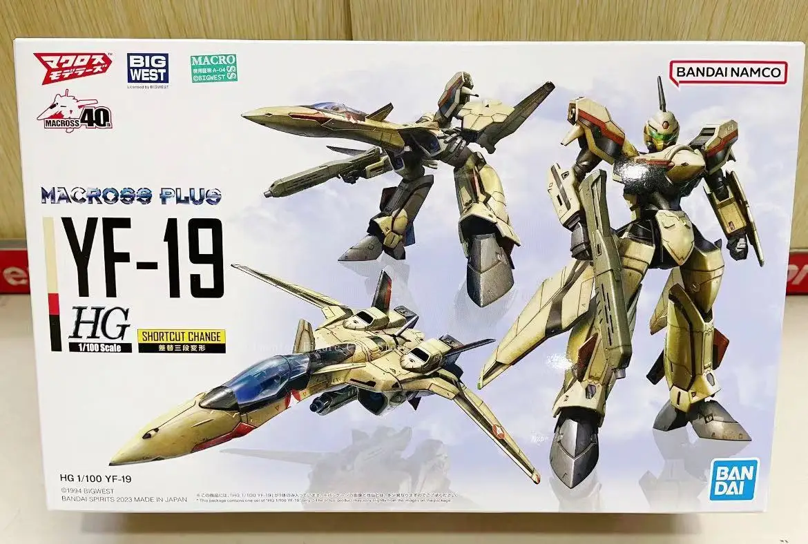 In Stock Bandai Original The Super Dimension Fortress Macross Anime HG 1/100 PLUS YF-19 Action Figure Toy Collection Gift