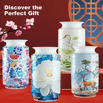 ดอกไม้ 3D ปริศนาแจกันปริศนาสไตล์จีน 162 ชิ้นประกอบของเล่นเพื่อการศึกษาเด็กของขวัญวันเกิดตกแต่งบ้าน