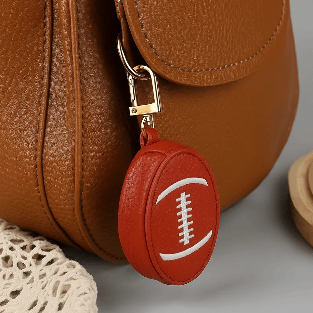 PU Leather Mini Coin Bag Creative Football Sport Ball Pendant Rugby Basketball Keychain Coin Purse Bag Accessory