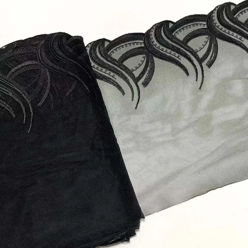 15 Yards Vintage schwarzer bestickter Spitzenbesatz für Rocksaum, Kleidung, Nähzubehör, Dessous, Hochzeitskleid