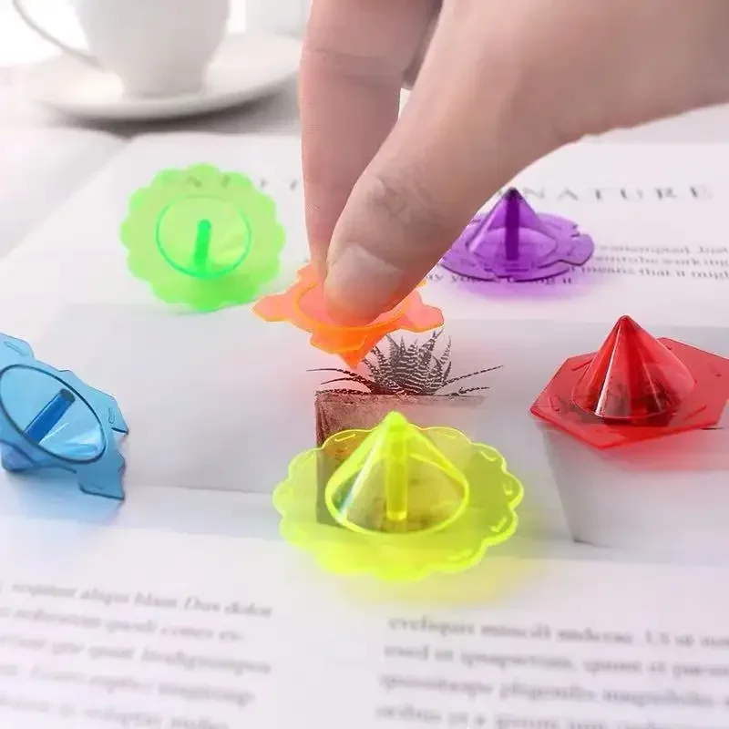 100pcs Mini Colorful Transparent Gyro Flower Star Rotating Gyro Toys Kids Birthday Party Favors Treat Guest Gifts Goodie Fillers