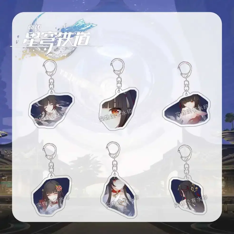 Honkai: Star Rail 1-6 Eidolons Keychain Lingsha Acrylic Figure Keyring Anime Women for Accessories Bag Pendant Jewelry Fans Gift