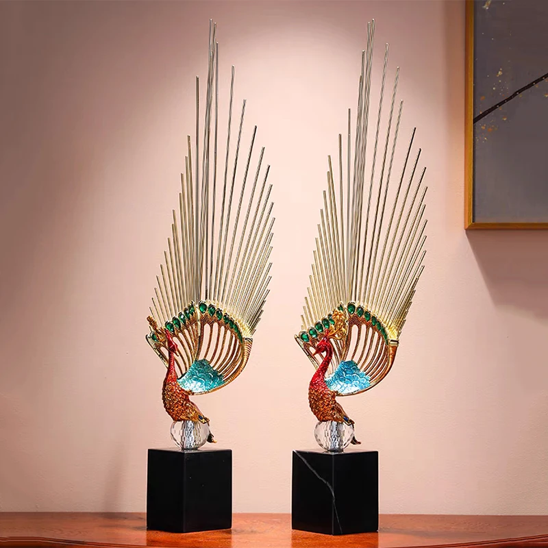 Modern Peacock Statue Ornaments,Luxury Metal Crafts,Room Decoration,Home Artwork Sculpture,Desktop Decoration,Creative Art Gift