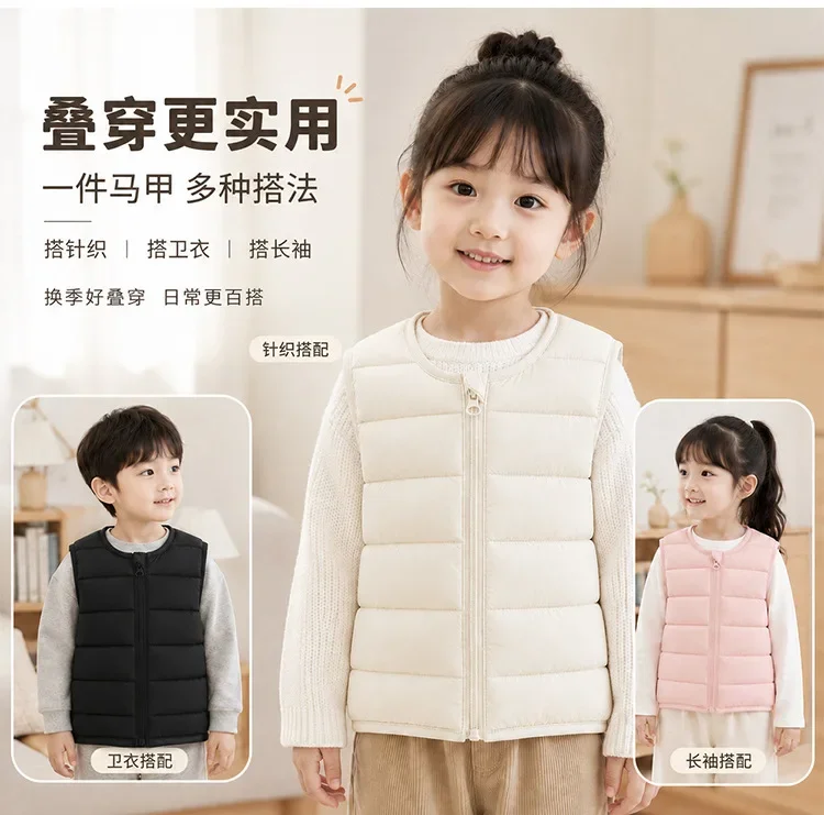 Leichte Baumwollweste für Babys, Herbst- und Wintermodell, warmes, ärmelloses Oberteil für Mädchen und Jungen, Freizeitweste für Kinder, ärmelloses, gefüttertes Innenfutter. – Detail 4