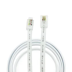 5PCS RJ11 Connector 4-core Flat Telephone Cable RJ9 4P4C Signal Wire Handset Line White