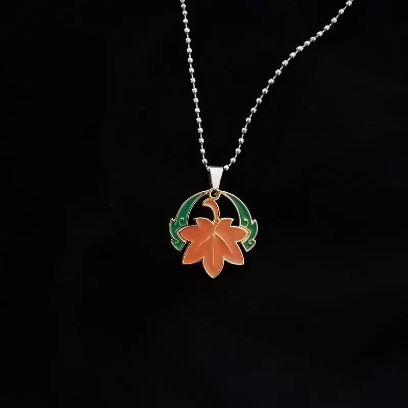 Kaedehara Kazuha Titanium Steel Necklace 3 Styles Chains Impact Pendant Maple Leaf Animation Game Jewelry Gift For Fans