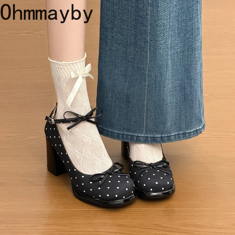 Platform Thick Heel Women Mary Jane Shoes Concise Ankle Strap Shoes 2026 Spring Women's Elegant Party Dress Leather Pumps view 4