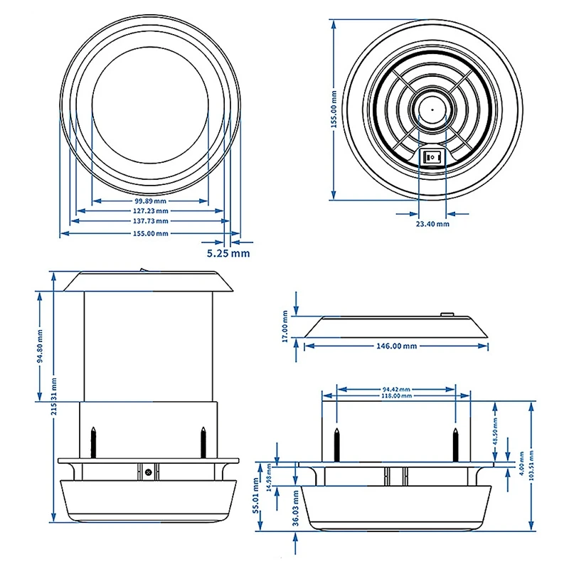 DC12V Trailer Roof Air Ventilation Round Vent For RV Caravan Boat Vent Fan With Low Noise