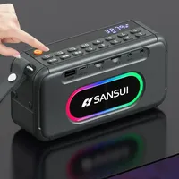 SANSUI F30 Portable Wireless Blue Tooth Speakers FM Radio Outdoor Multimedia MP3 Music Player 16W Loud Subwoofer with RGB Light