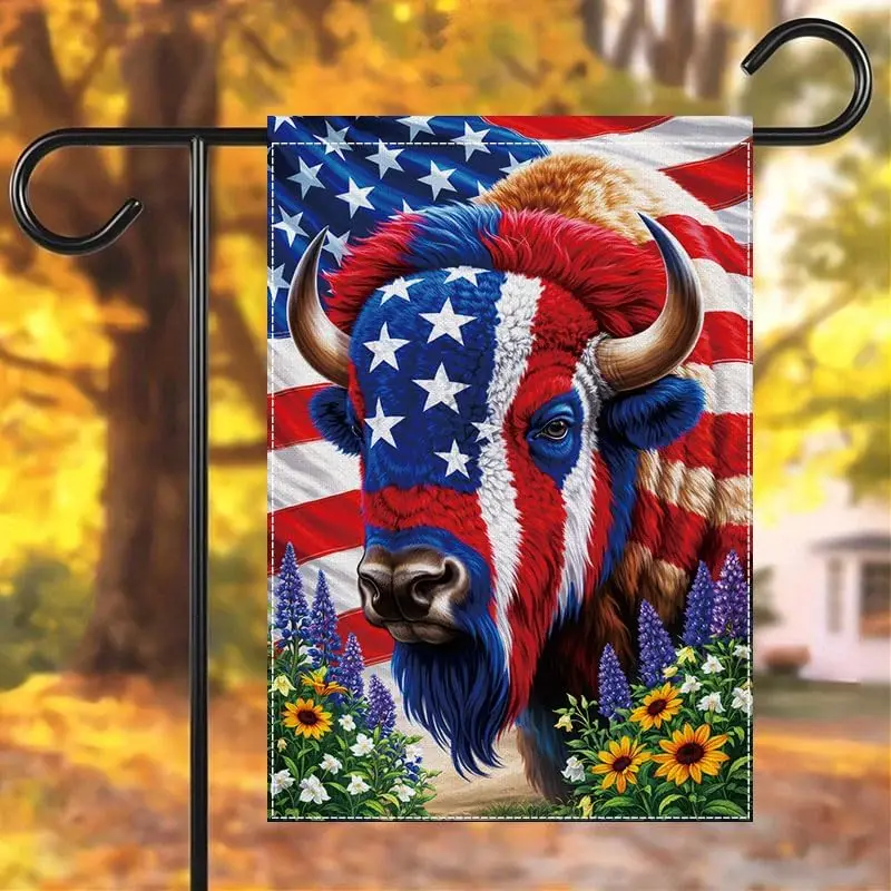 U.S. Independence Day Garden Flag — 12x18-Inch Outdoor Patriotic Decor (Featuring American Flag Elements) — Front Yard, Porc MMZ