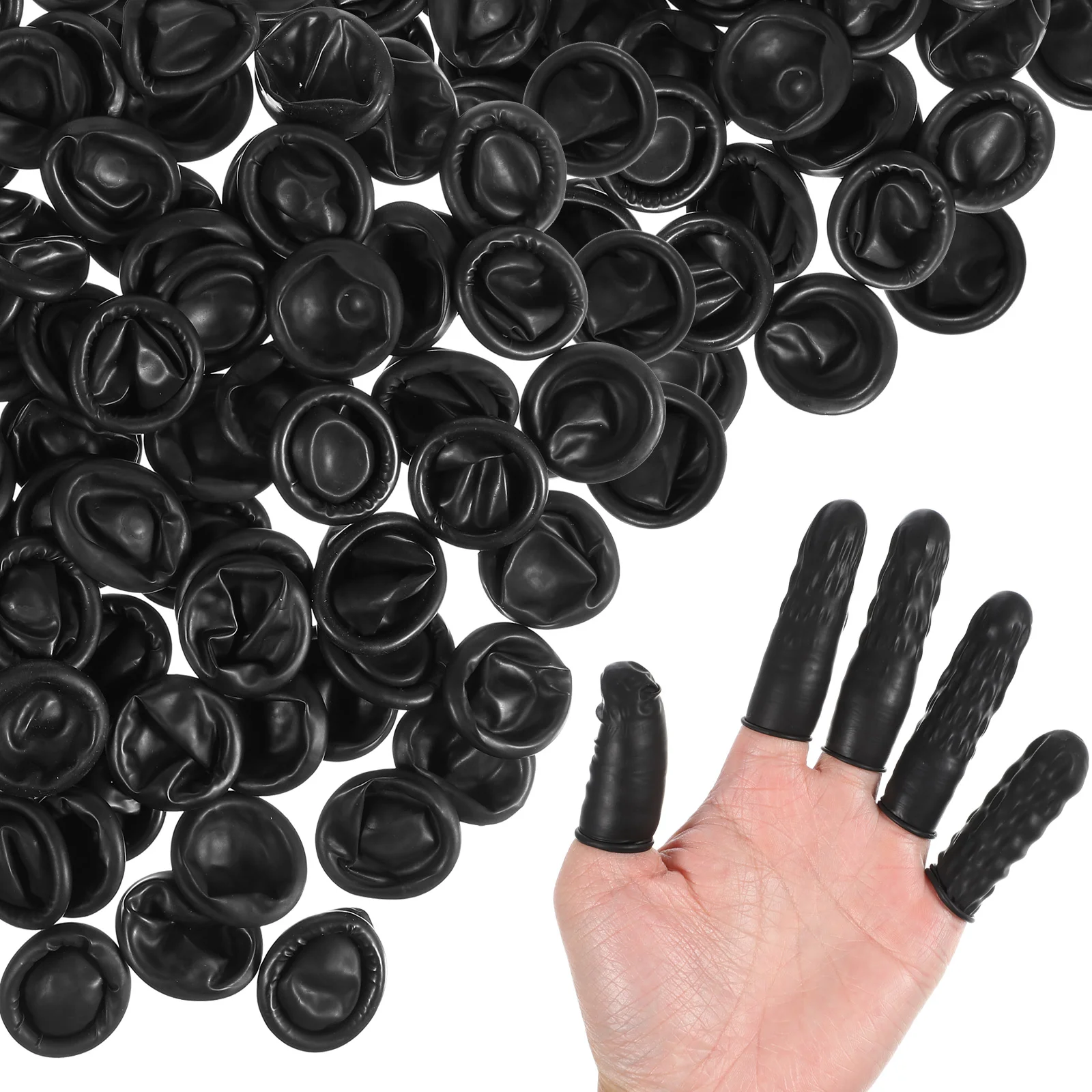 

100 PCS Finger Caps Tattoo Machine Set Black Gloves Sleeve Handle Case Guard Protectors