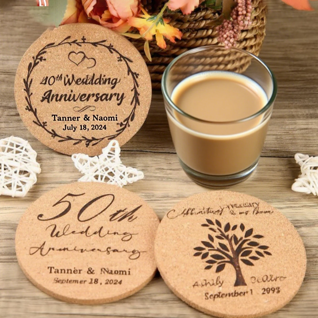 

Free custom cork coasters, anti-scalding coasters, wedding favors for guests, personalized coasters for bridal showers