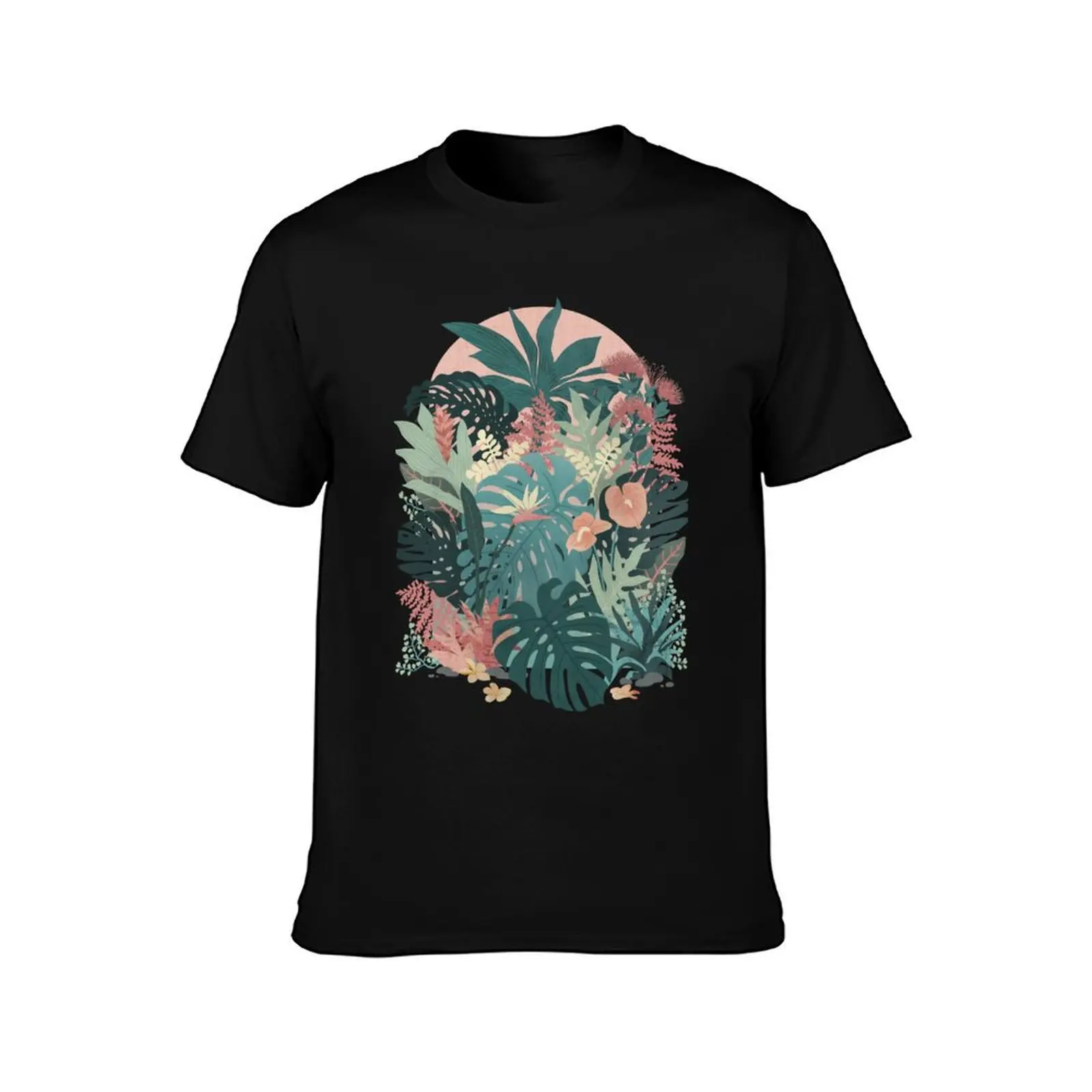 Tropical Tendencies (on Peach and Green) T-Shirt Plus Size Basic Cotton T-Shirt