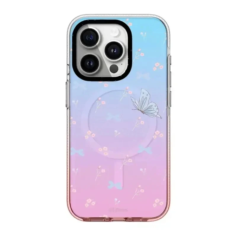 

Swan Bowknot Pink Gradient Transparent Border iPhone 13 15 14 Pro Max Protective Case, Fits iPhone 15 Pro Max