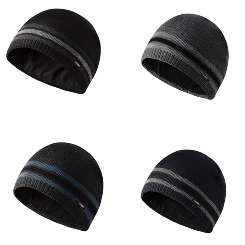 Knit Winter Hat with Fleece Lined Warmth, Ribbed Brimless Cap Warm Pullover Cap for Adults, Teens, Travel and Everyday D0UB
