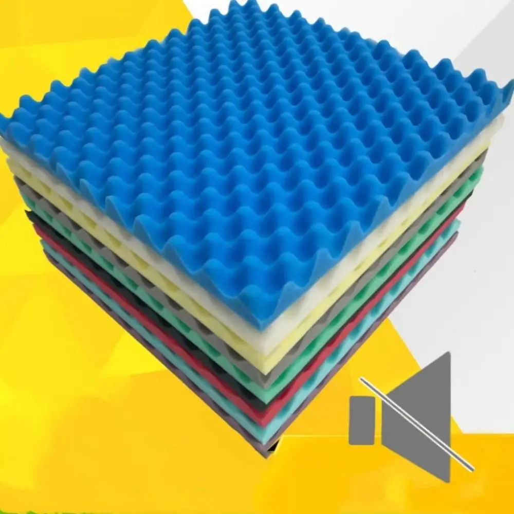 

50*50*5cm High Density Acoustic Foam Panels Self Adhesive Wave Shaped Acoustic Sponge Silent Non-Toxic Soundproof Foam Home