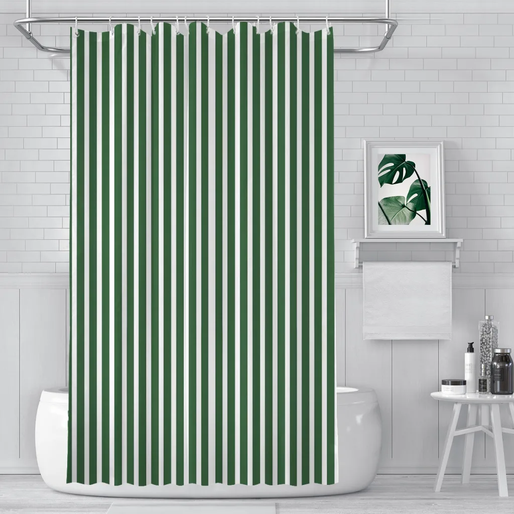 

Shower curtain Bathroom Green and White Striped decor Modern household items Bathroom curtain Graduation gift Festival gift