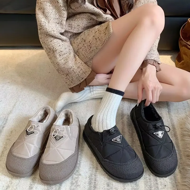 Zapatos de invierno para mujer, mocasines de nieve peludos y cálidos de lujo para mujer, tendencias 20224, zapatos planos cómodos informales para senderismo al aire libre