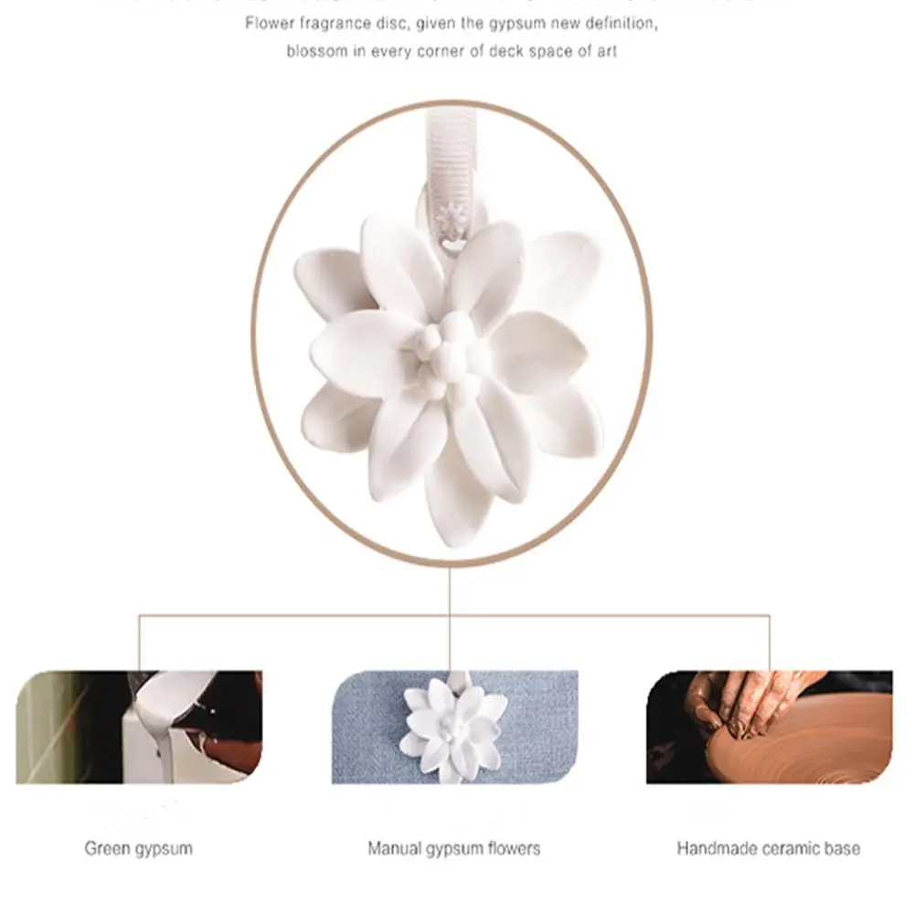 Solid Plaster Flower Pendant Air Freshener Fragrance Auto Interior Hanging Ornament Car Accessories Rearview Mirror Decoration