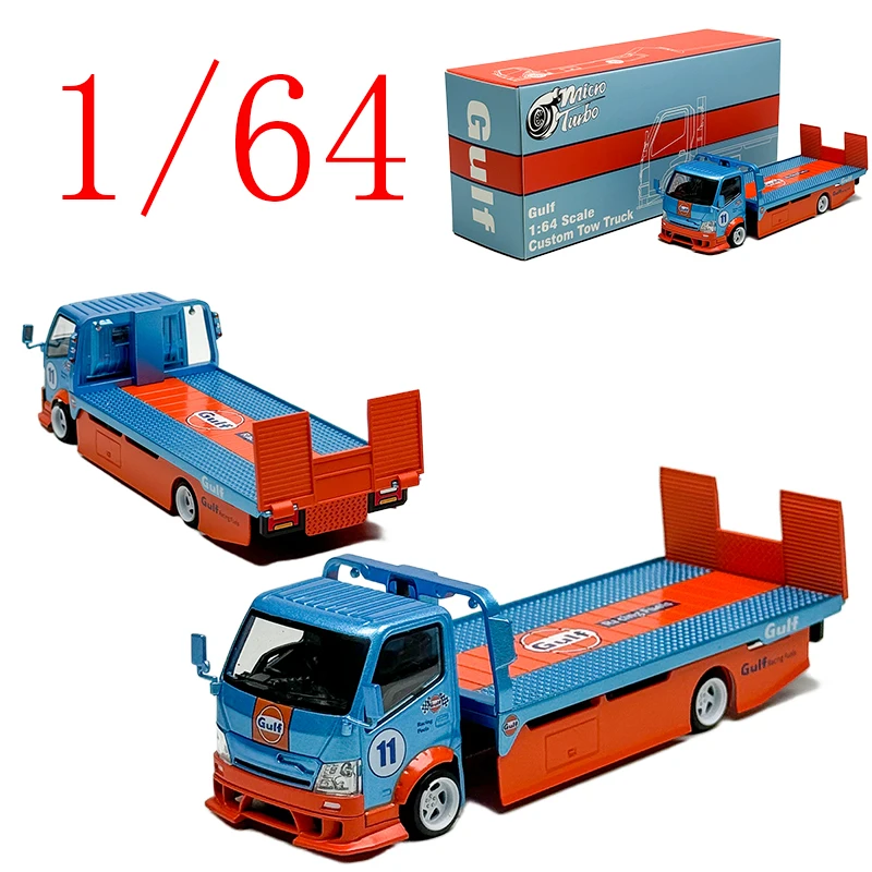 

MT литая под давлением модель автомобиля из сплава GULF в масштабе 1/64 GULF на заказ, буксирный грузовик, игра в подарок, оригинальная коробка игрушечных машин