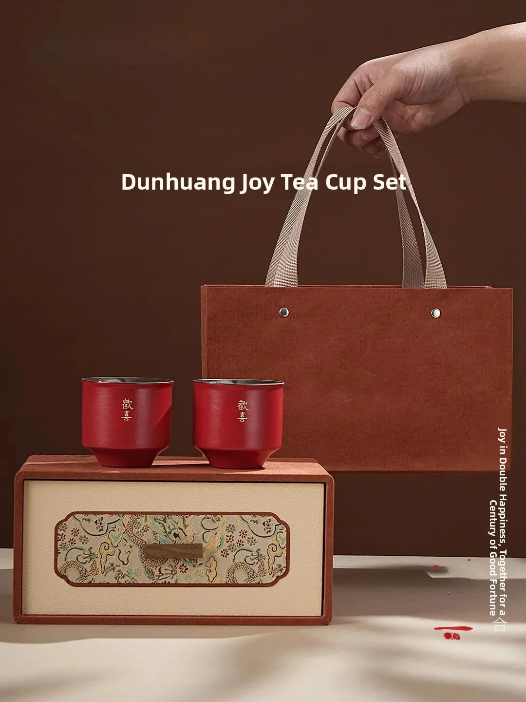 New Chinese Style Wedding Gift Couple Tea Cup Set Marriage Ceremony Red Ceramic Cups Celebratory Creative Gift