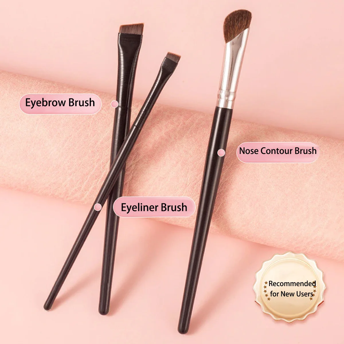 3本のメイクブラシセット、鼻輪郭、眉毛アイライナーブラシ付きプロフェッショナル化粧品ツールキット
